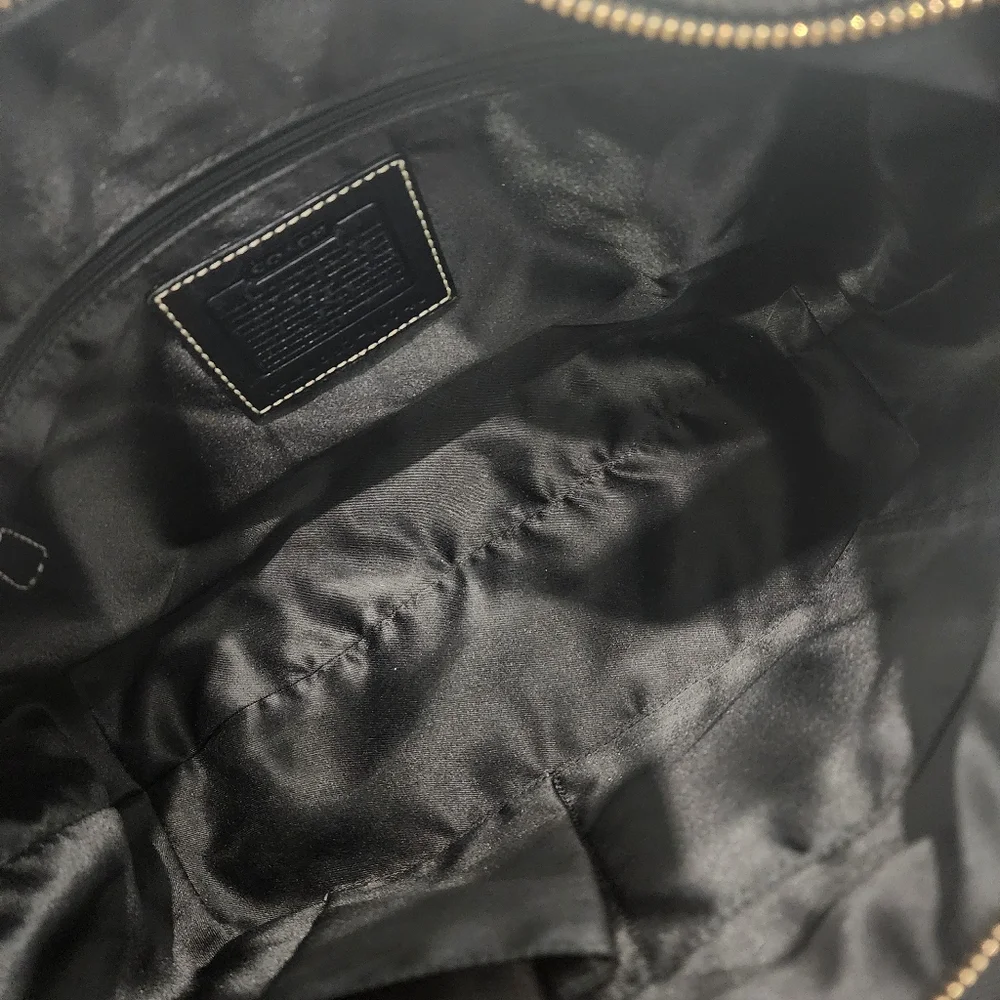 Coach Black Leather Hobo with Gold Accent